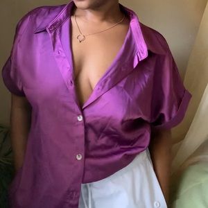 Purple Satin Button Down